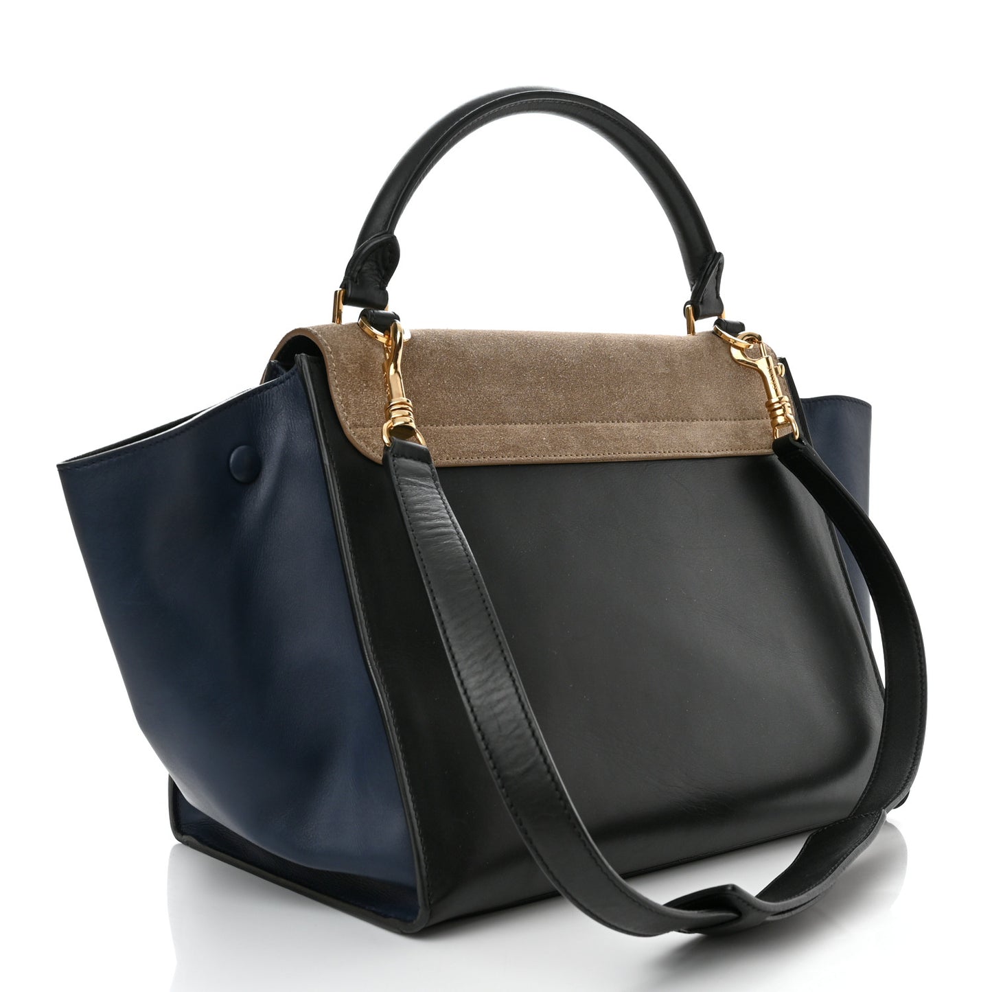 Calfskin Suede Medium Tri-Color Trapeze Grey