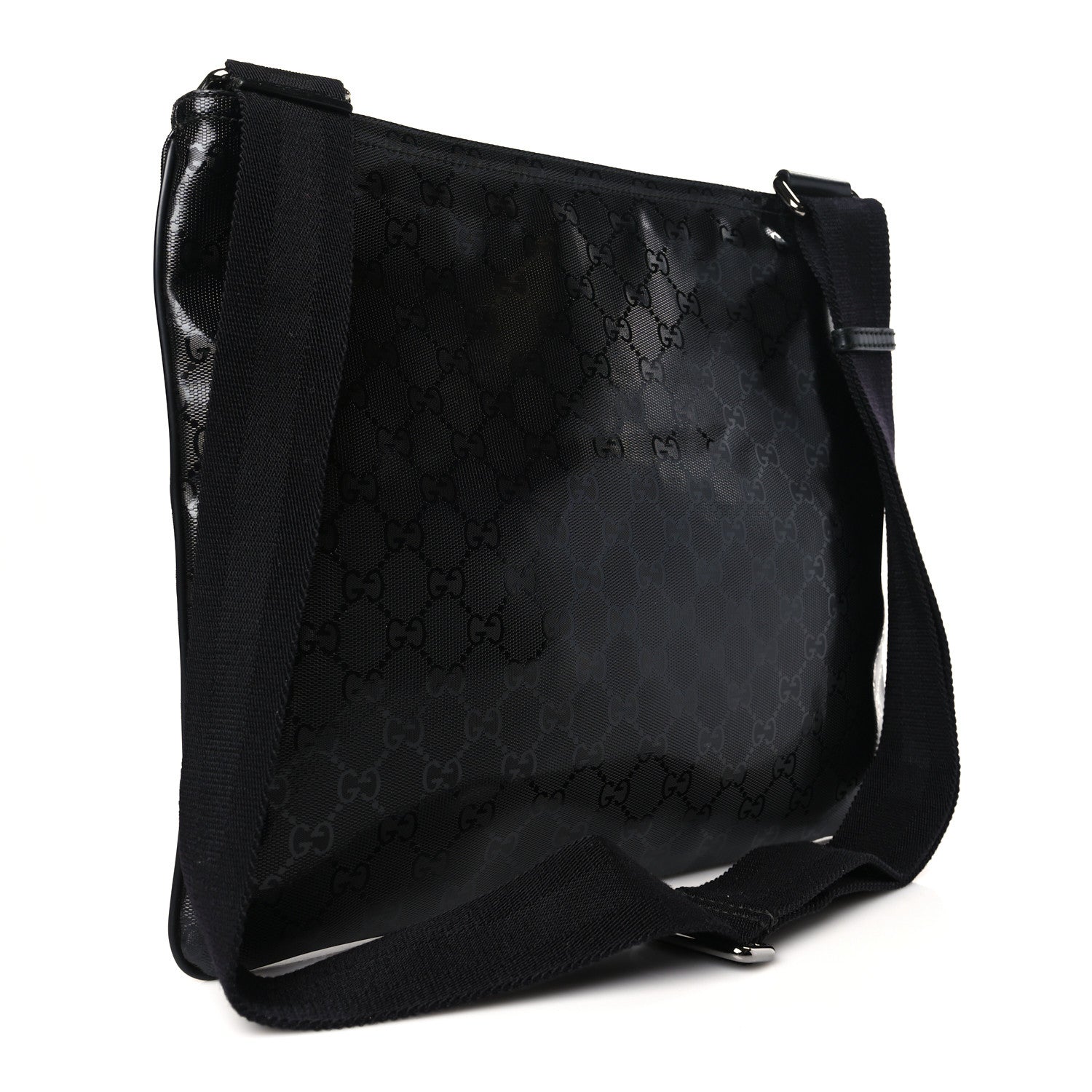 Gucci Imprime Monogram Medium Flat Messenger Bag Black 3 of 9