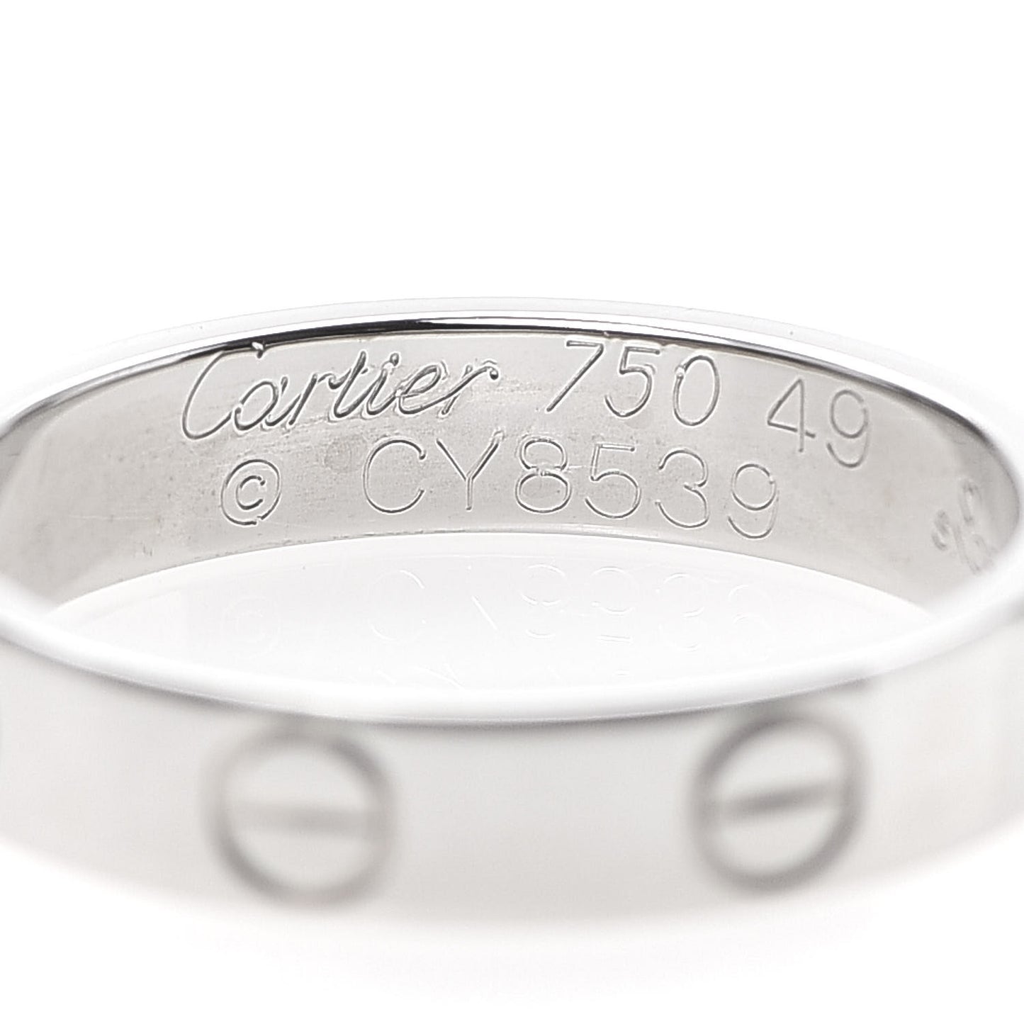 18K White Gold 3.5mm LOVE Wedding Band Ring 49 4.75