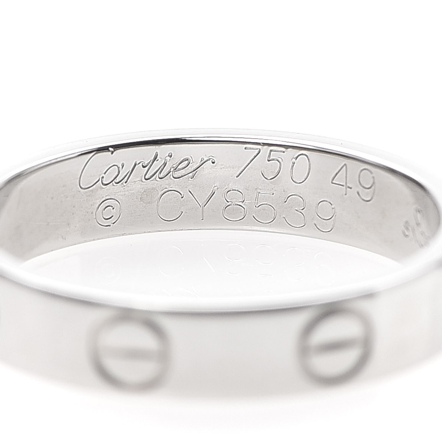 Cartier 18K White Gold 3.5mm LOVE Wedding Band Ring 49 4.75 4 of 4
