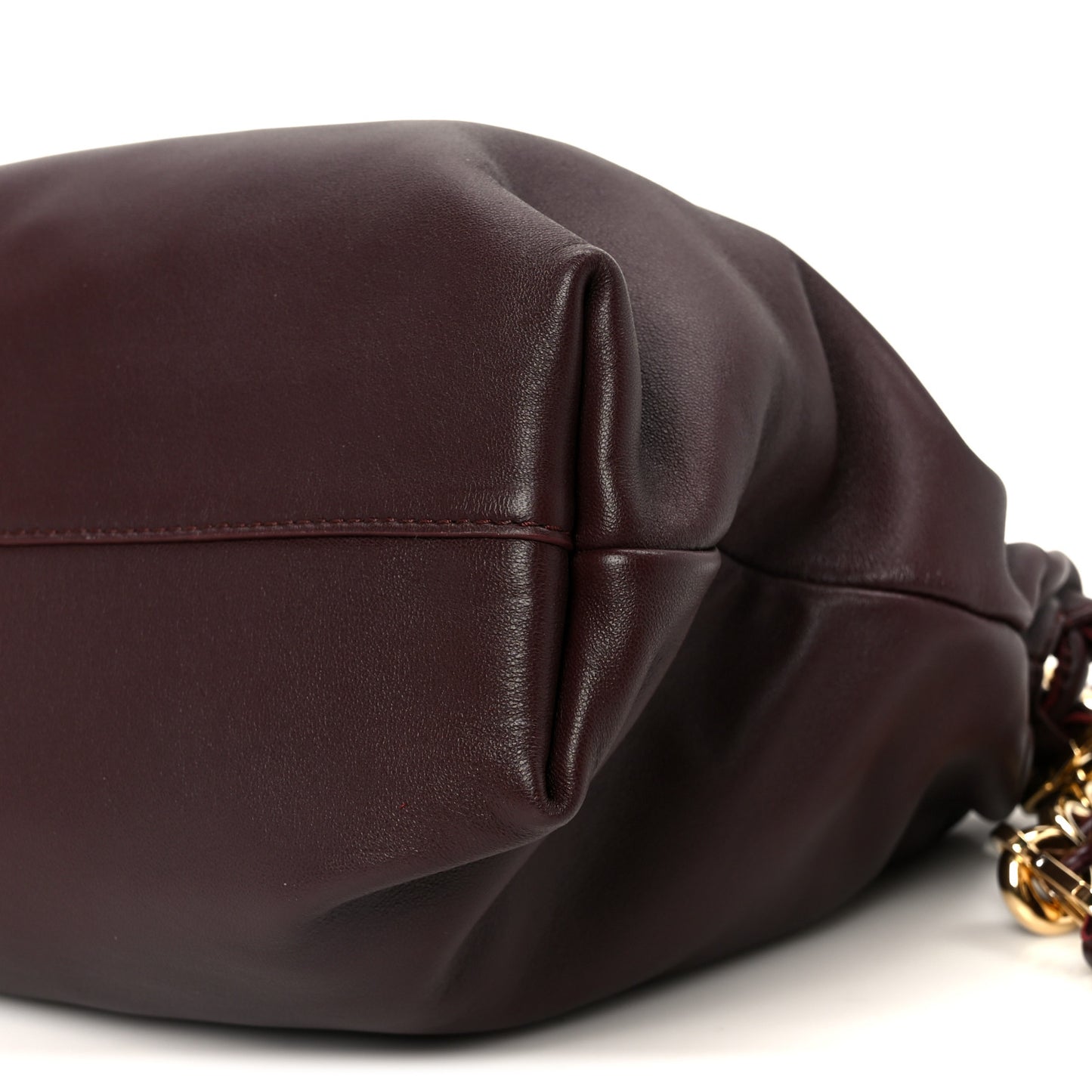 Mellow Nappa Donut Chain Large Flamenco Knot Clutch Dark Burgundy