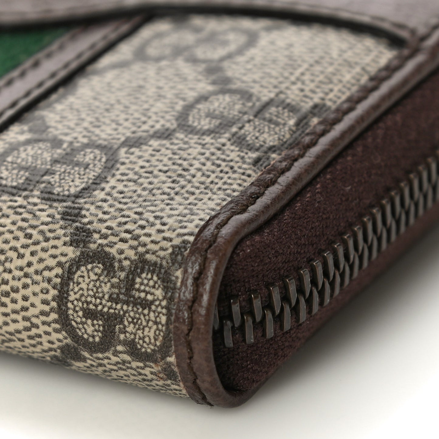 GG Supreme Web Ophidia Zip Around Card Case Brown