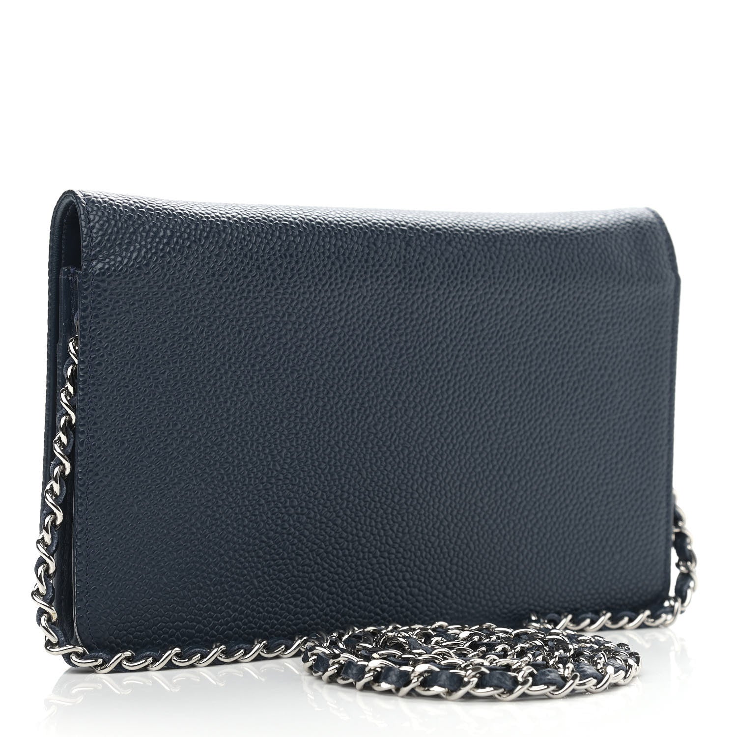 Chanel Caviar Timeless CC Wallet On Chain WOC Dark Blue 2 of 12