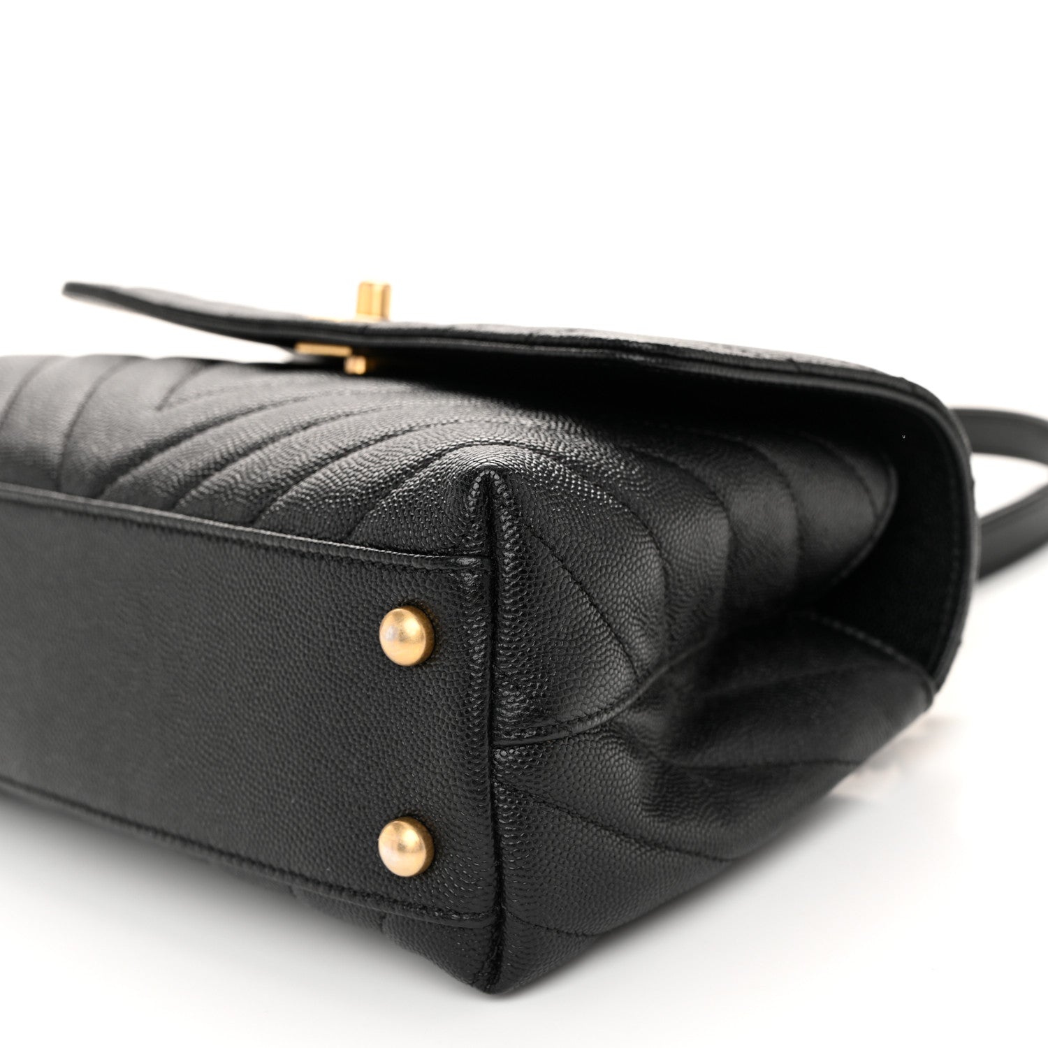 Chanel Caviar Chevron Quilted Mini Coco Handle Flap Black 10 of 12