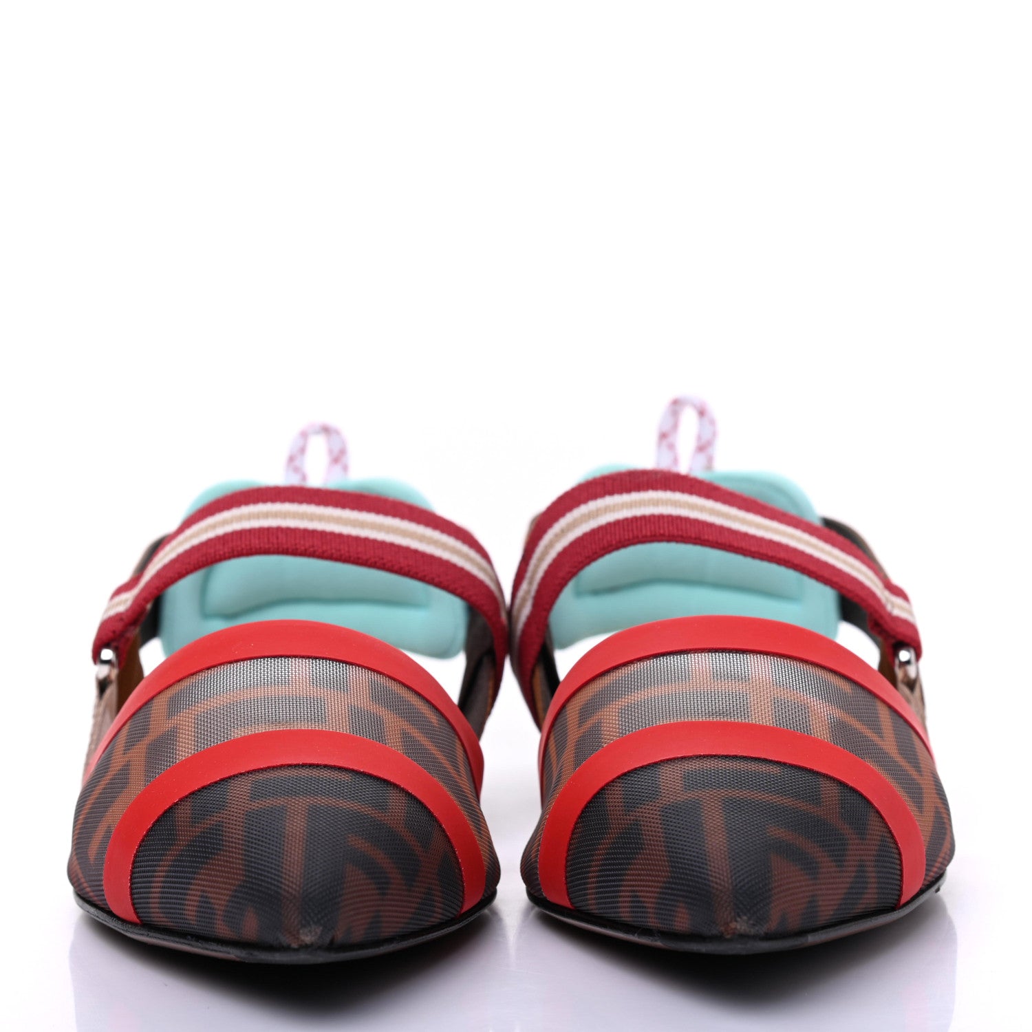 Fendi Technical Mesh FF Colibri Slingback Ballerina Flats 39 Tobacco Moro Cipria Papavero 2 of 8