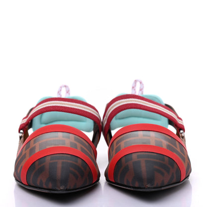 Fendi Technical Mesh FF Colibri Slingback Ballerina Flats 39 Tobacco Moro Cipria Papavero 2 of 8