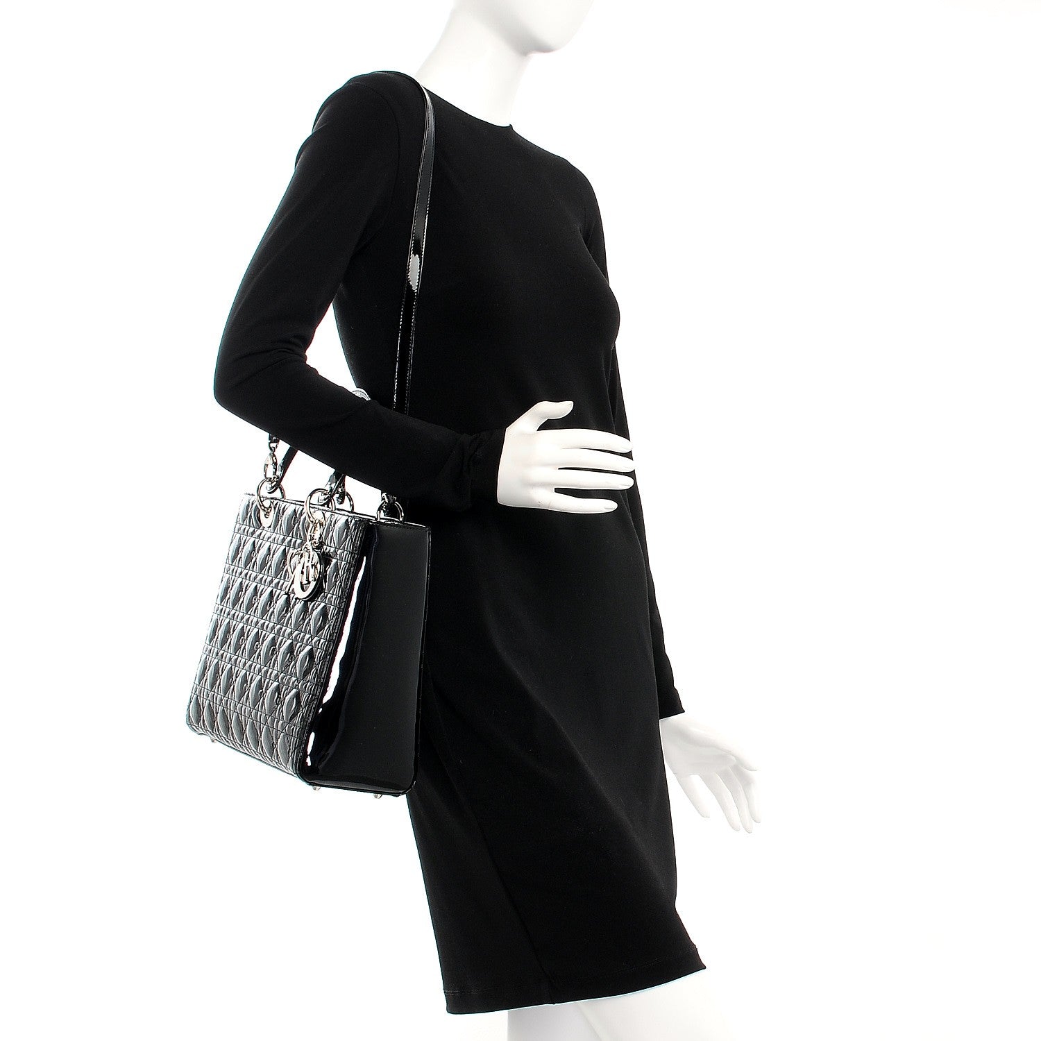 Christian Dior Patent Cannage Large Lady Dior Black 2 of 8