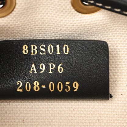 Fendi Canvas Vitello King F is Fendi FF Embroidered Mini Mon Tresor Bucket Bag Grezzo Black 6 of 6