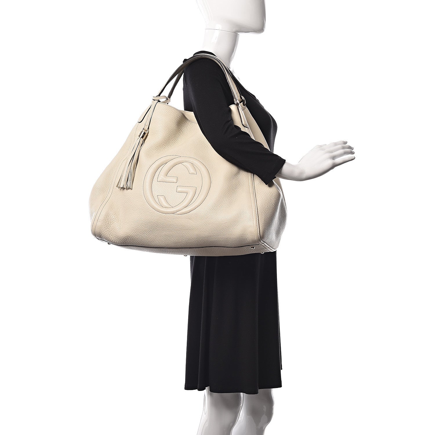 Gucci Pebbled Calfskin Large Soho Shoulder Bag Off White 2 of 11