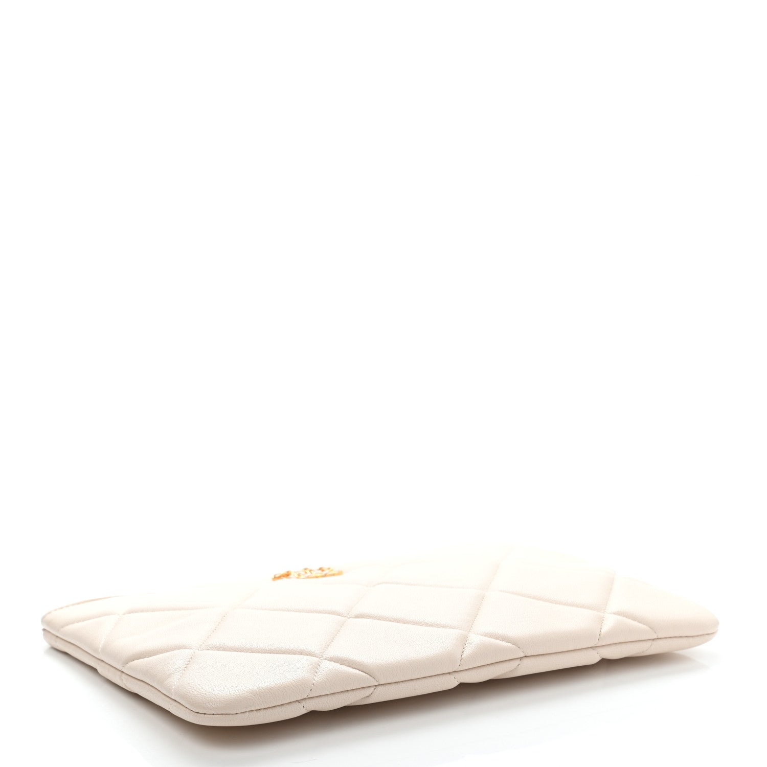 Chanel Lambskin Quilted Large Chanel 19 Cosmetic Case Light Beige 4 of 9