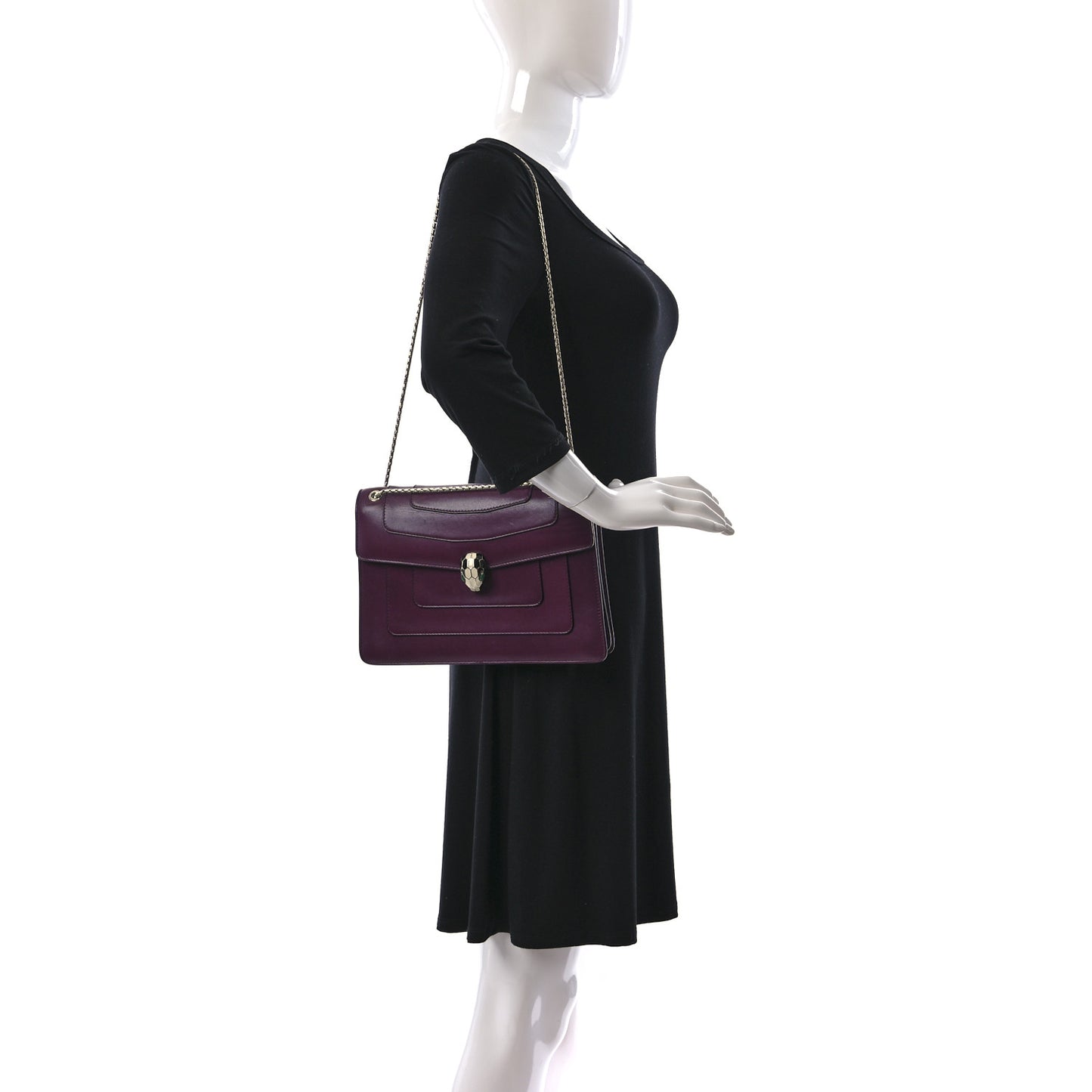 Calfskin Serpenti Forever Shoulder Bag Plum