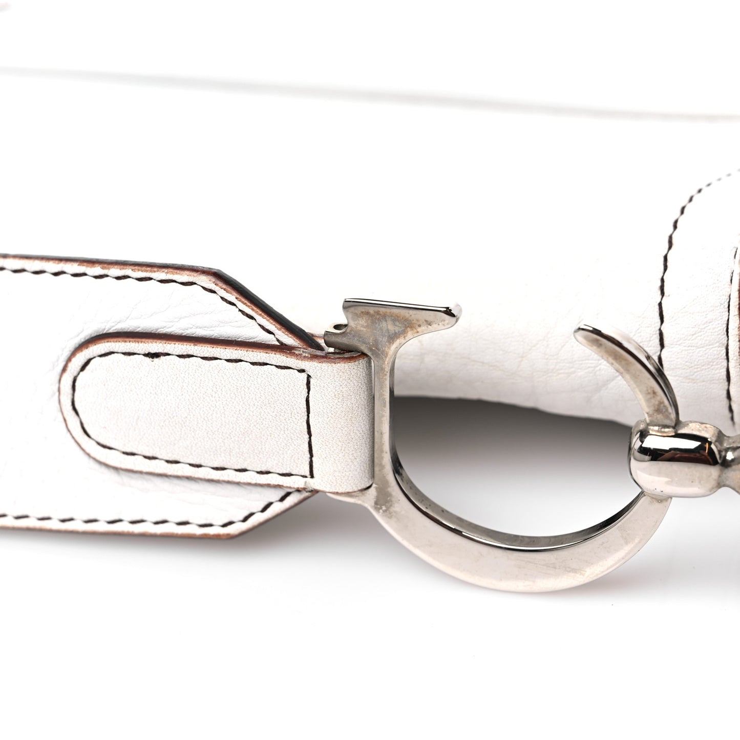 Calfskin Baudrier Saddle Bag White