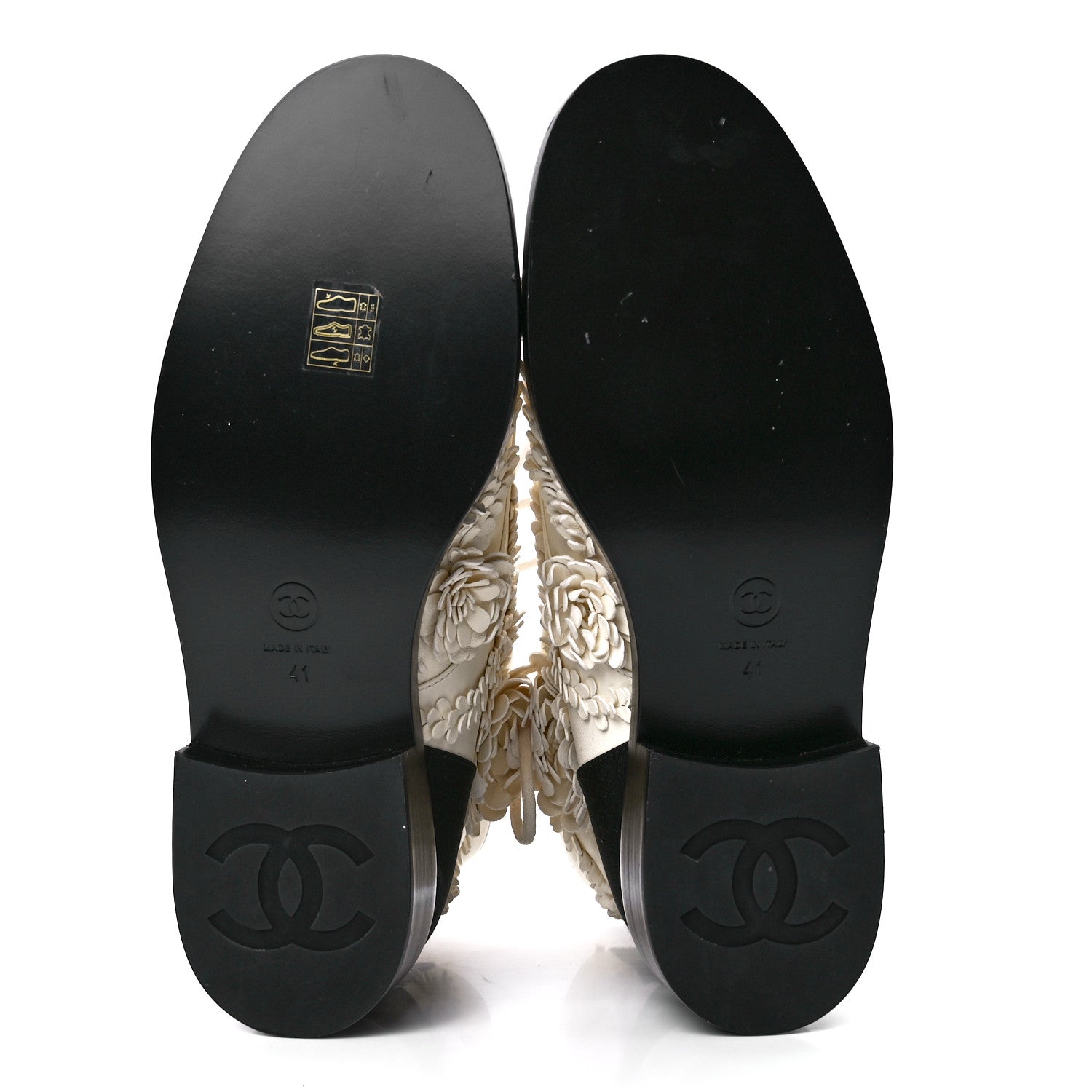 Chanel Embroidered Lambskin Grosgrain Lace Up Boots 41 White Black 5 of 9