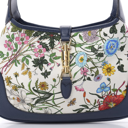 Gucci Canvas Flora Medium Jackie Hobo Blue Agata 9 of 12