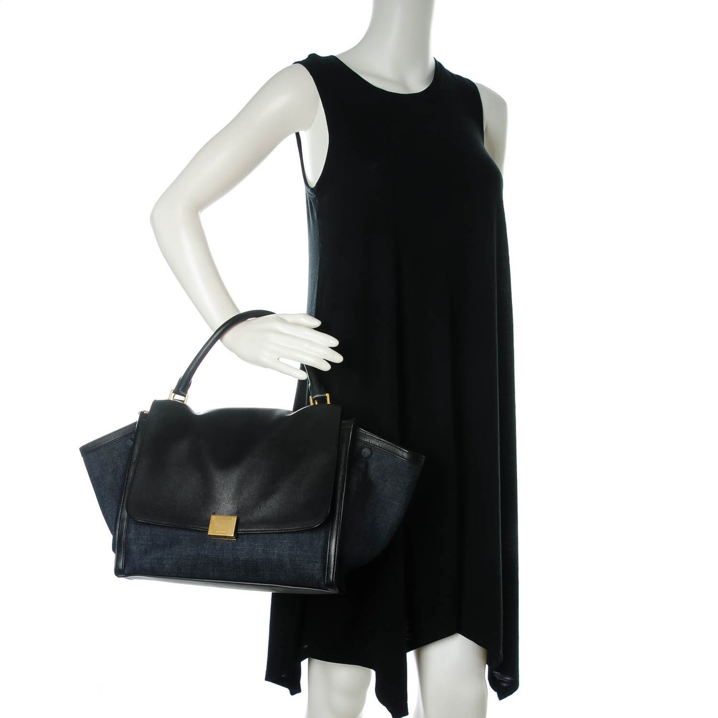 Smooth Calfskin Denim Medium Trapeze Blue