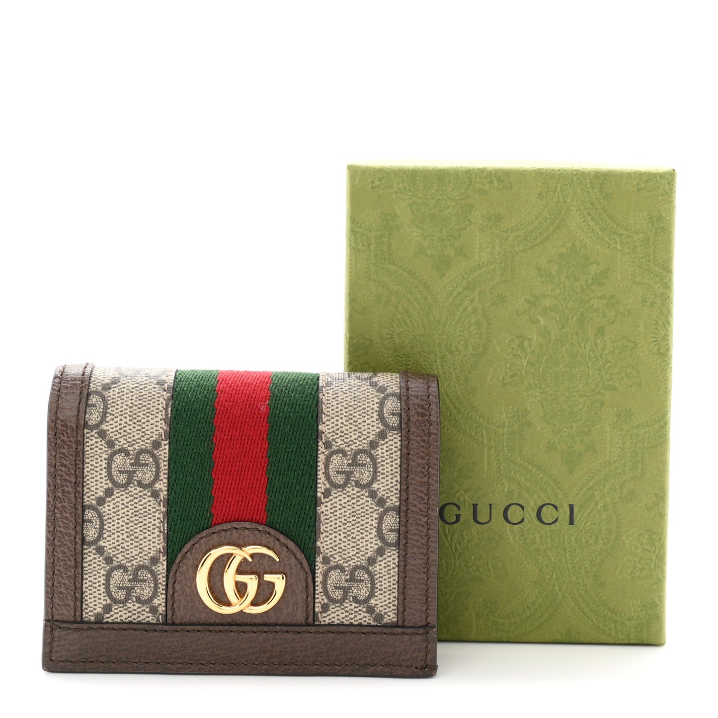 GG Supreme Monogram Web Ophidia Card Case Beige New Acero