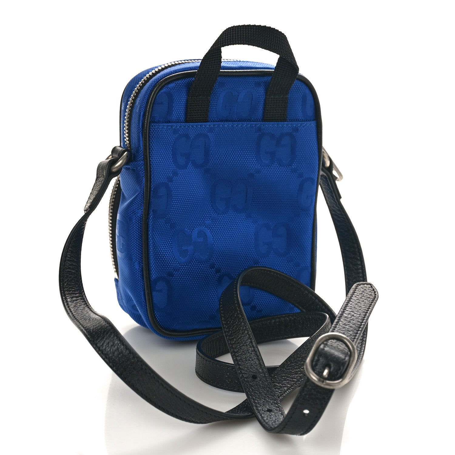 Gucci Econyl Nylon Monogram Off The Grid Shoulder Bag Guilted Blue Black 2 of 10