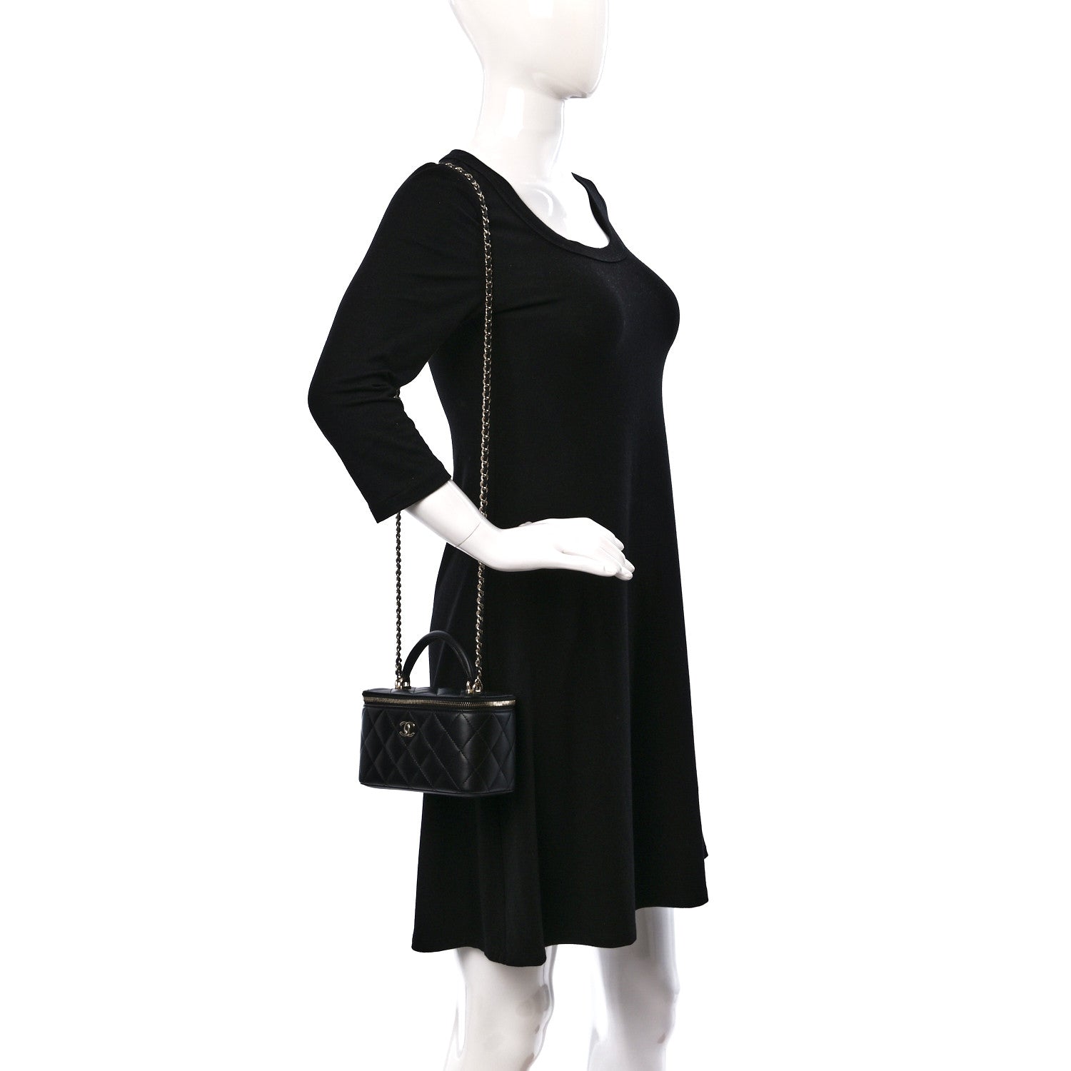 Chanel Lambskin Quilted Small Top Handle Vanity Case With Chain Black 2 of 10