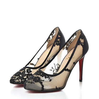 Christian Louboutin Crepe Satin Lace Paola 100 Pumps 39 Black 3 of 10