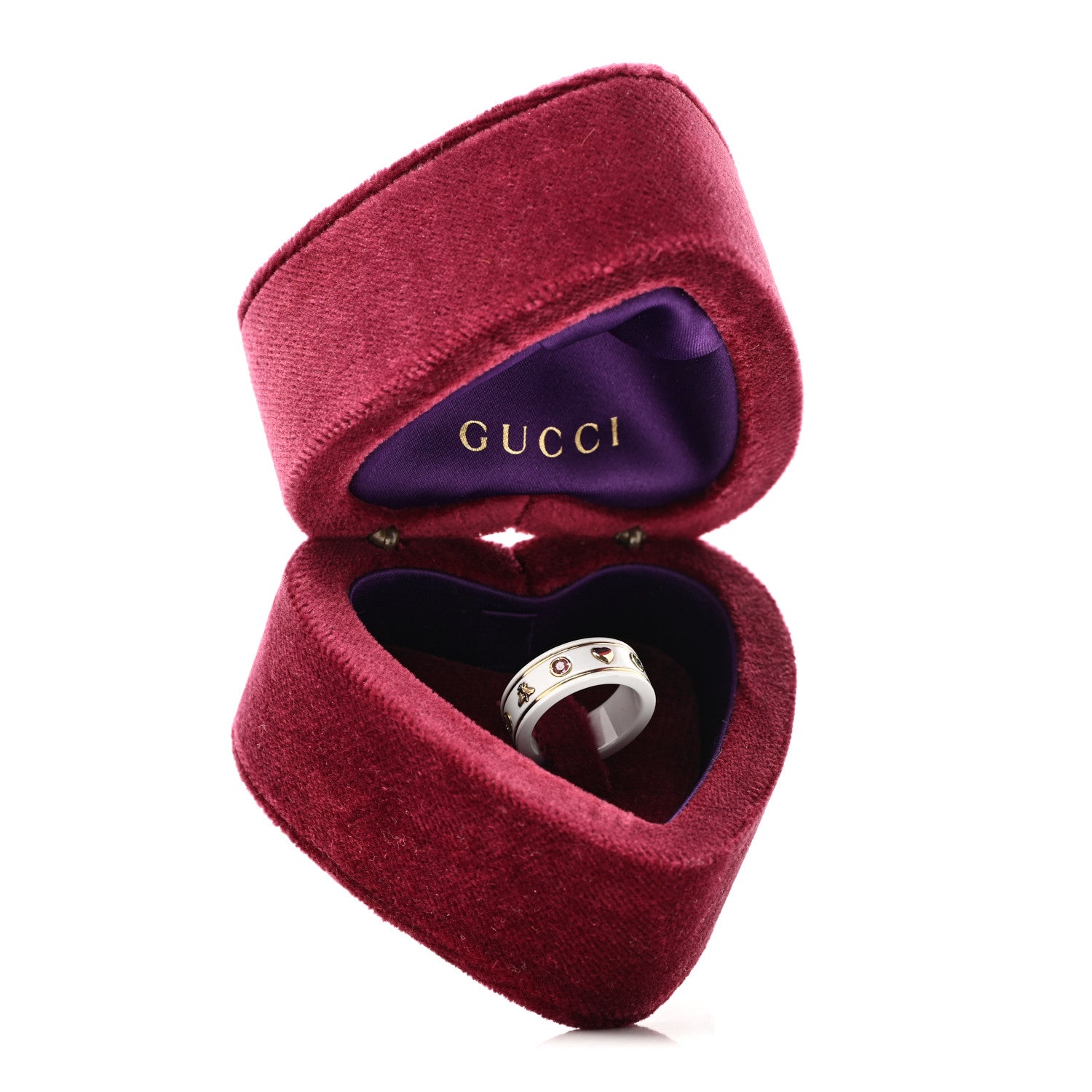 Gucci 18K Yellow Gold Ceramic Topaz Icon Band Ring 50 5.25 White 8 of 8