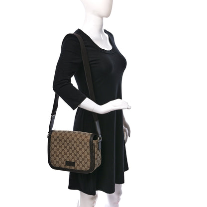Gucci Monogram Flap Messenger Bag Beige Dark Brown 2 of 9