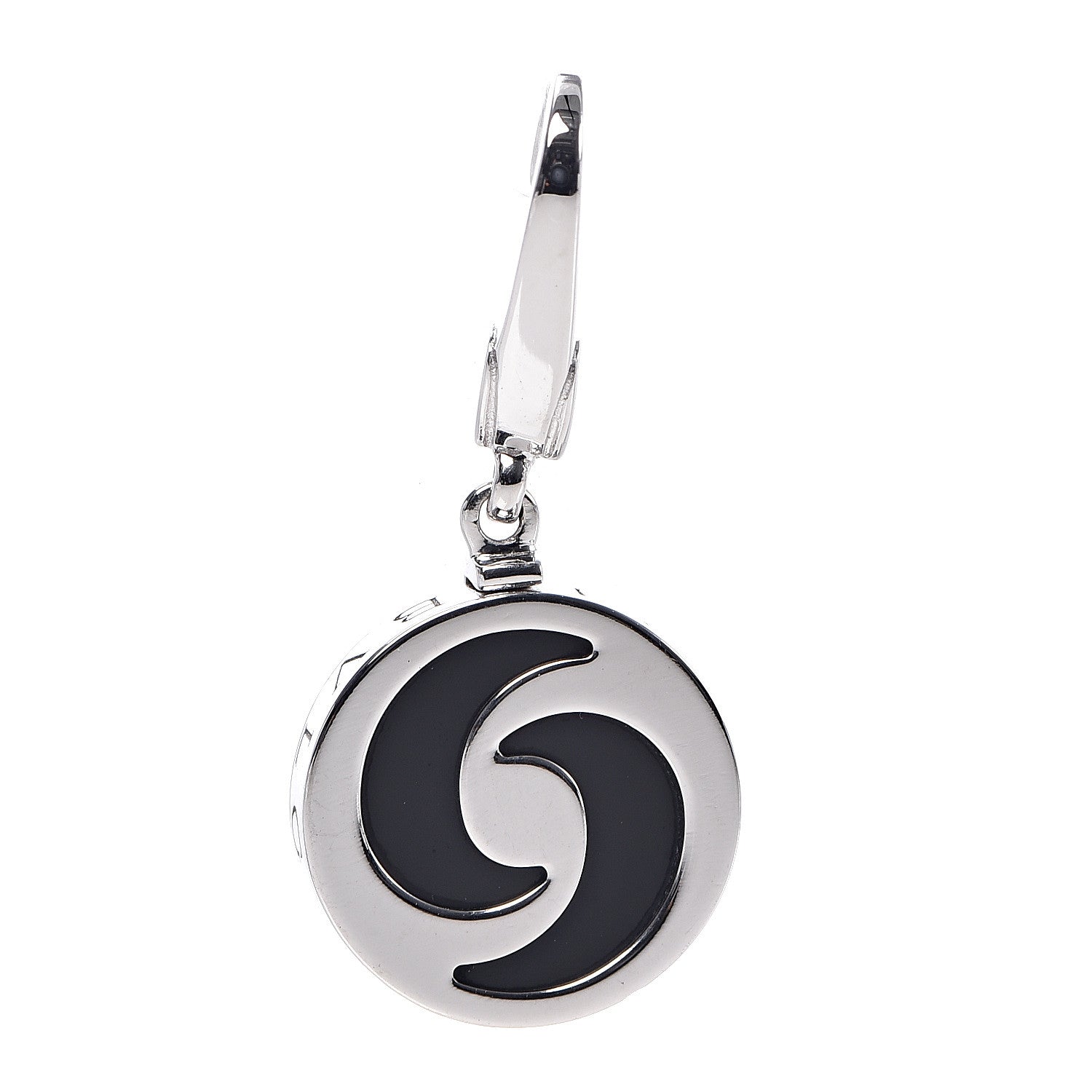 Bulgari 18K White Gold Black Onyx Optical Charm Pendant 1 of 3