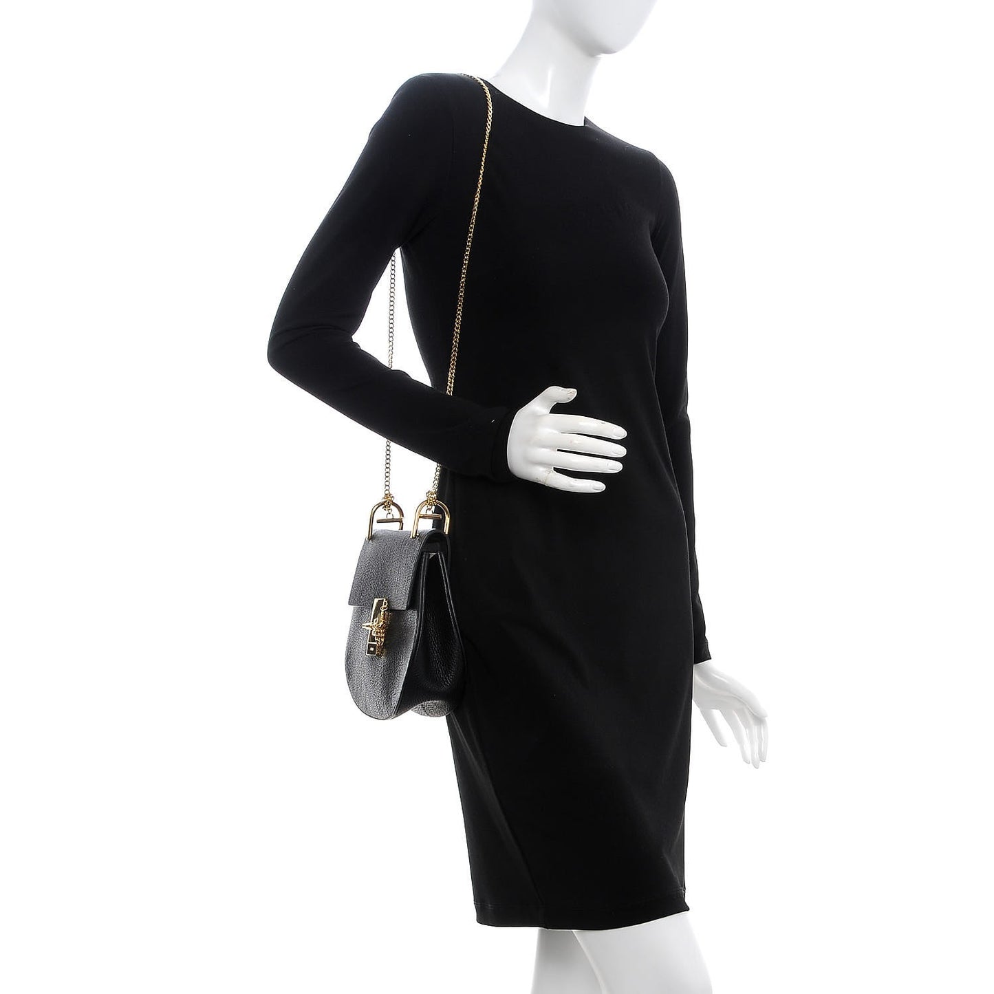 Grained Lambskin Drew Shoulder Bag Black