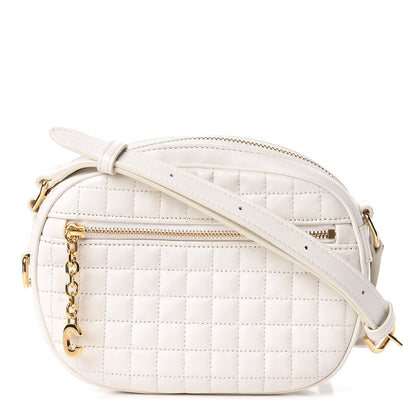 Celine Calfskin Quilted Small C Charm Bag White 1 of 11