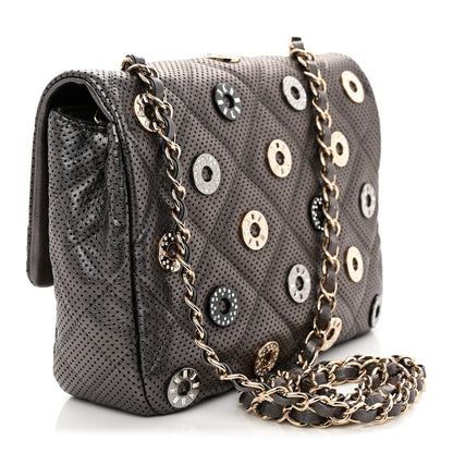 Chanel Perforated Metallic Lambskin Small CC Medals Flap Dark Silver 3 of 12