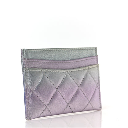 Chanel Gradient Metallic Calfskin Quilted Card Holder Silver Blue Yellow Purple 3 of 8