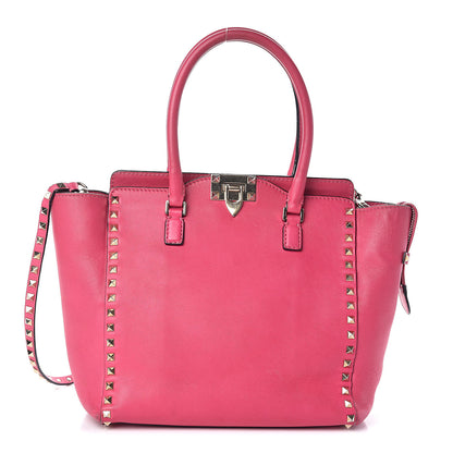 Valentino Garavani Vitello Rockstud Double Handle Tote Pop Fuxia 1 of 10