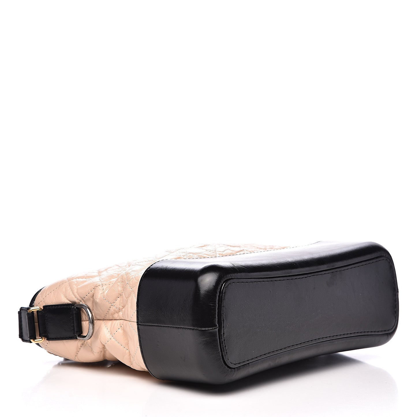 Aged Calfskin Quilted Medium Gabrielle Hobo Beige Black