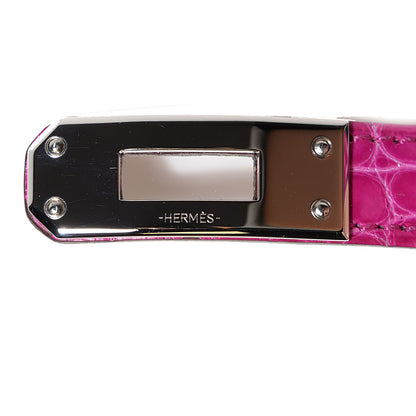 Hermes Shiny Alligator Kelly Double Tour Bracelet Rose Scheherazade Small 4 of 8