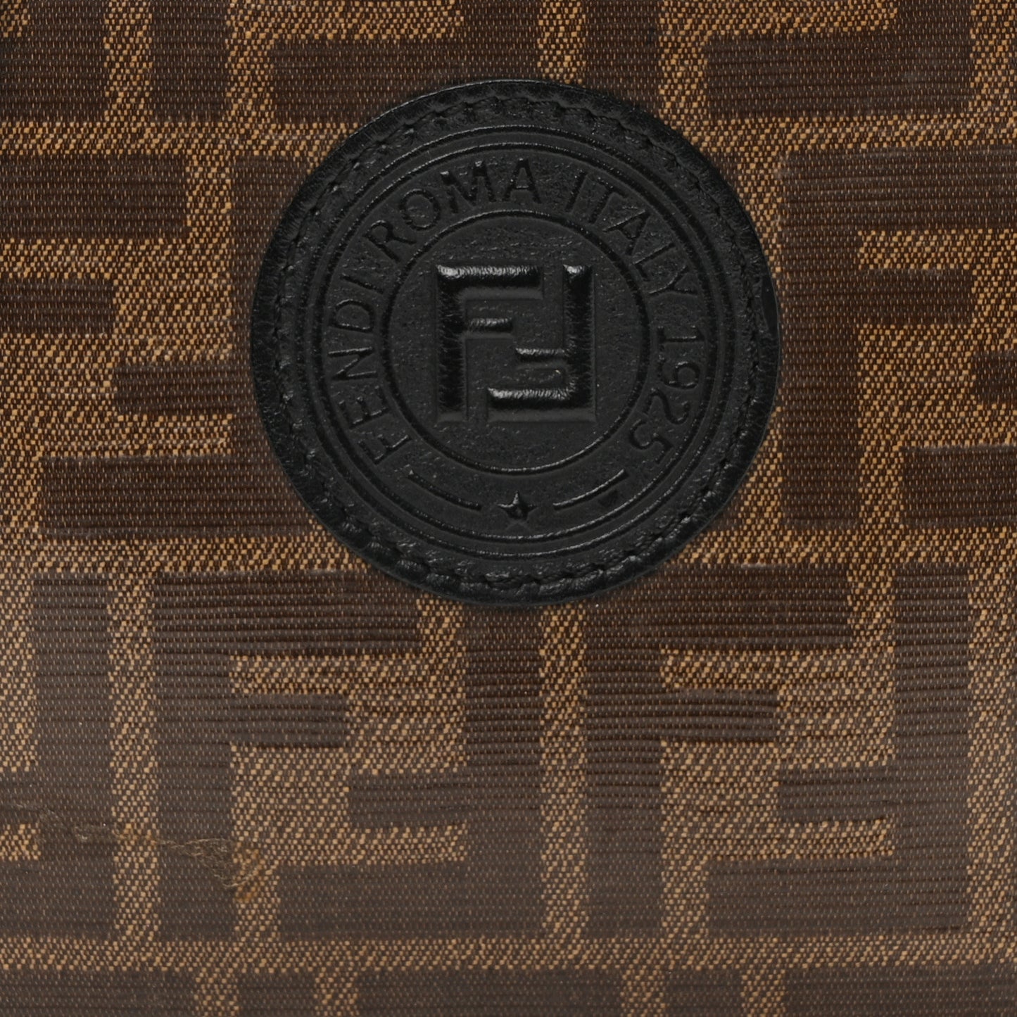 Glazed Fabric Vitello Century FF 1974 Stamp Patch Mini Camera Case Mogano Panna Black