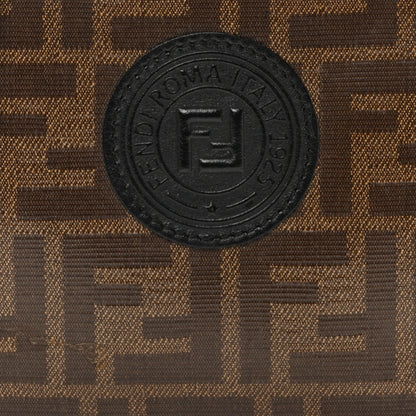 Fendi Glazed Fabric Vitello Century FF 1974 Stamp Patch Mini Camera Case Mogano Panna Black 8 of 10