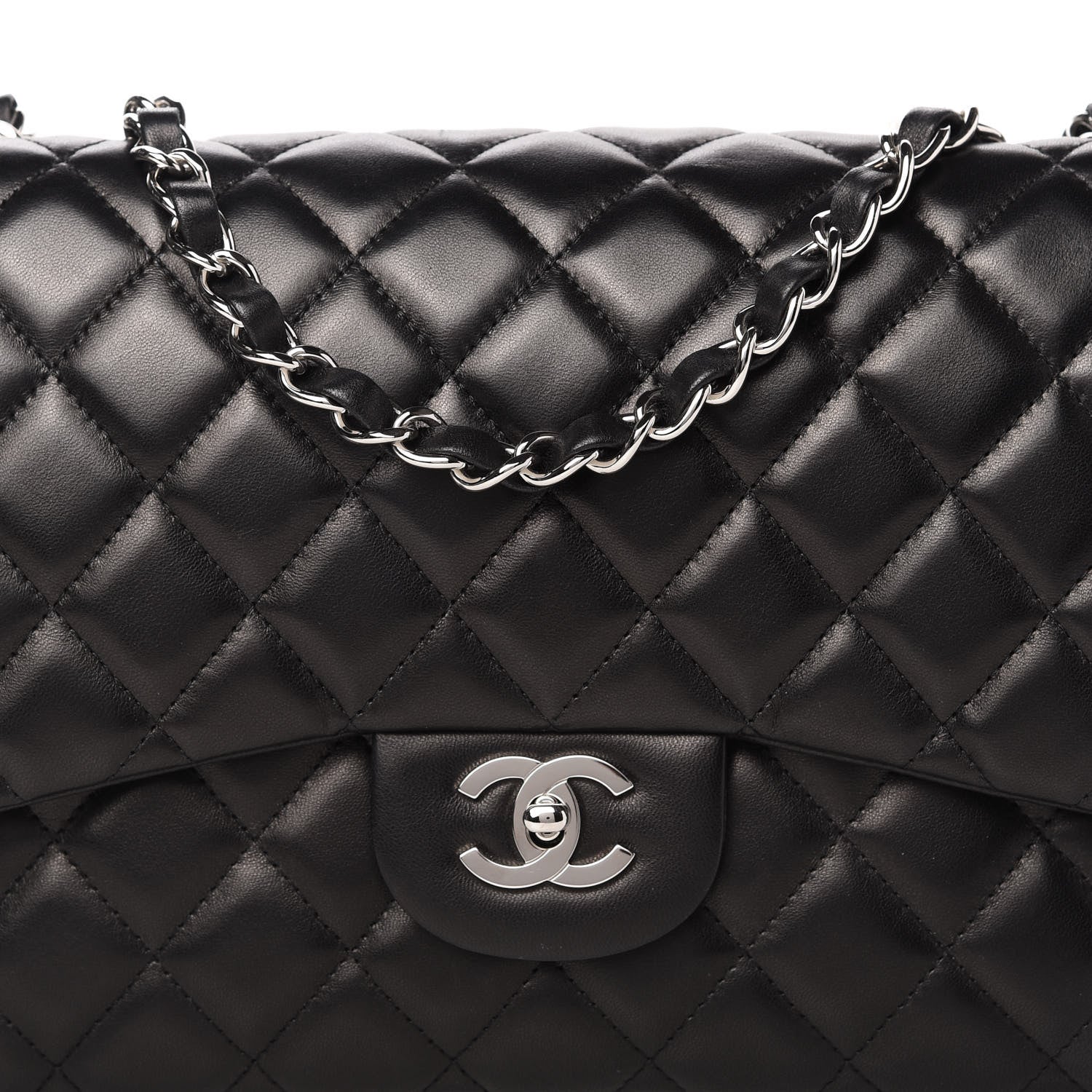 Chanel Lambskin Quilted Jumbo Single Flap Black 6 of 11