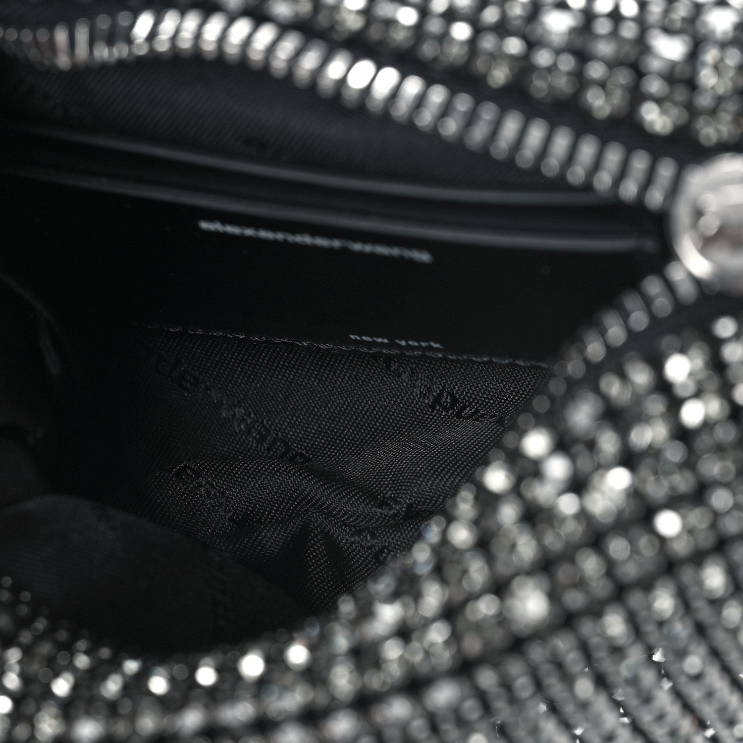 Alexander Wang Mesh Crystal Rhinestone Mini Heiress Pouch Black Silver 5 of 9