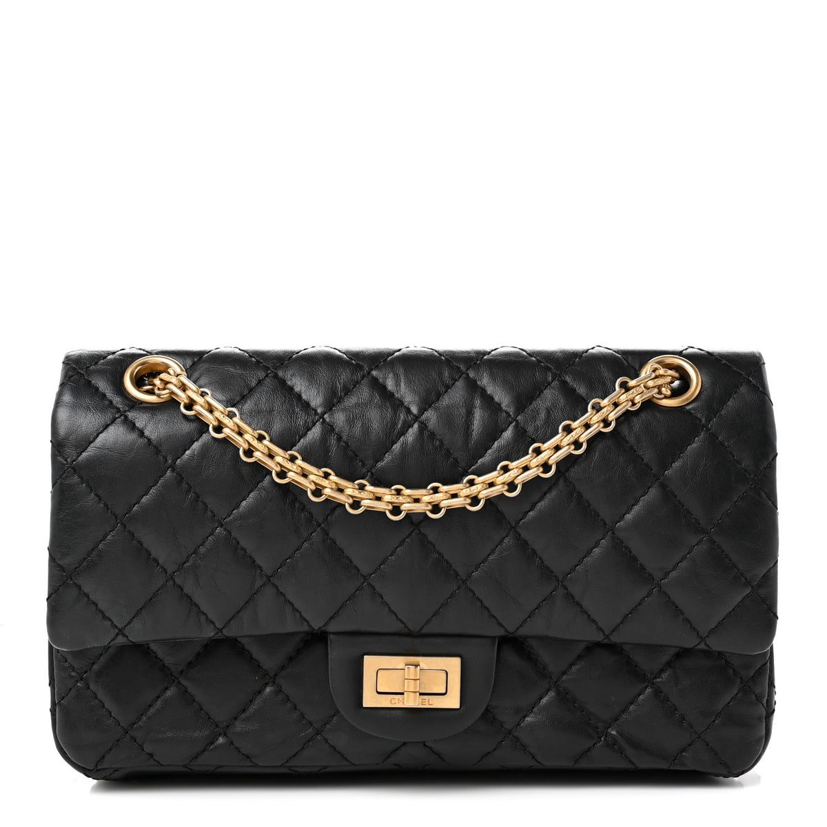 Aged Calfskin Quilted 2.55 Reissue 225 Flap Black