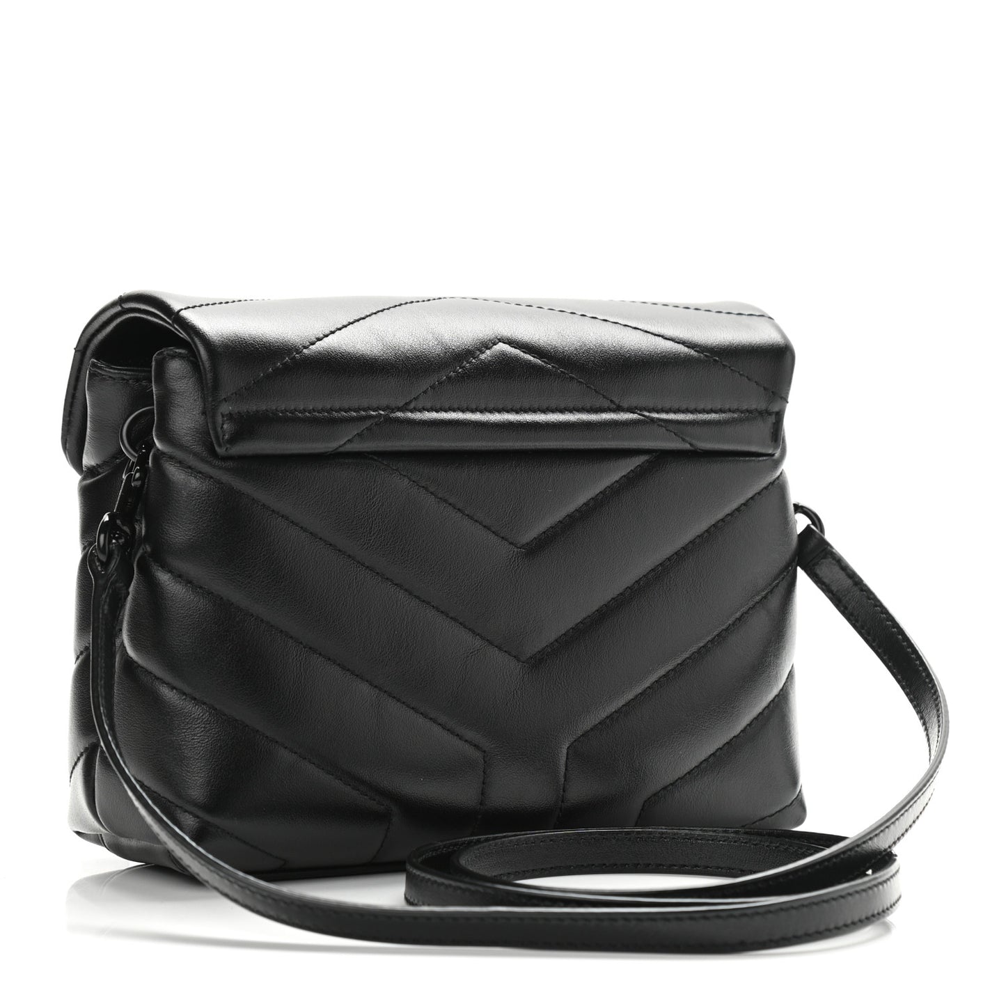 Calfskin Y Quilted Monogram Toy Loulou Crossbody Bag Black