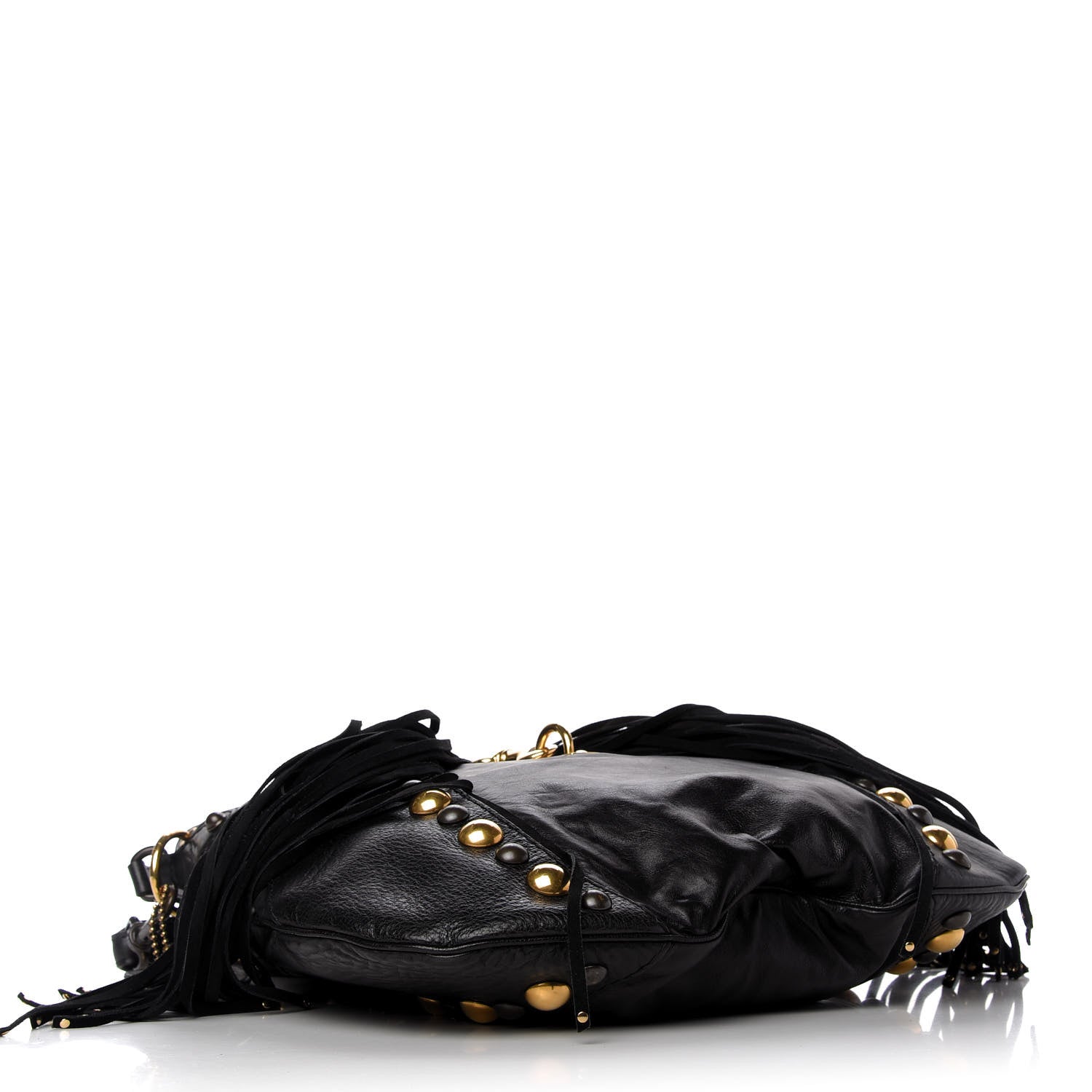 Gucci Calfskin Suede Fringe Babouska Hobo Black 4 of 11