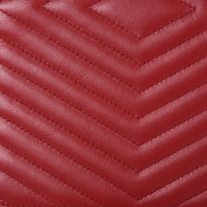 Chanel Lambskin Chevron Quilted Square Wallet On Chain WOC Red 11 of 11
