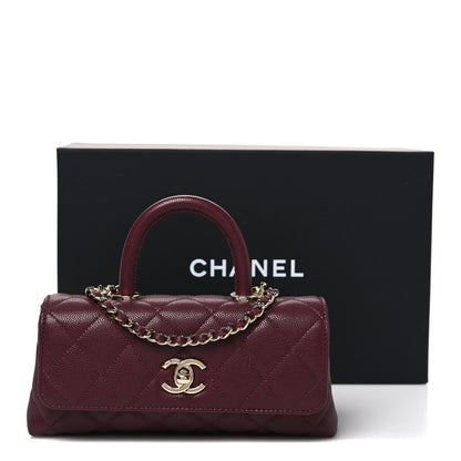 Chanel Caviar Quilted Coco Handle East West Clutch With Chain Bordeaux 10 of 10