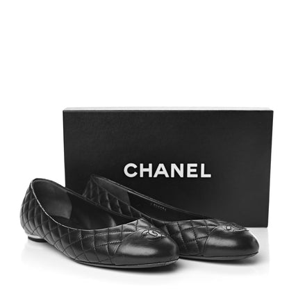 Chanel Lambskin Quilted CC Cap Toe Ballerina Flats 39 Black 11 of 11