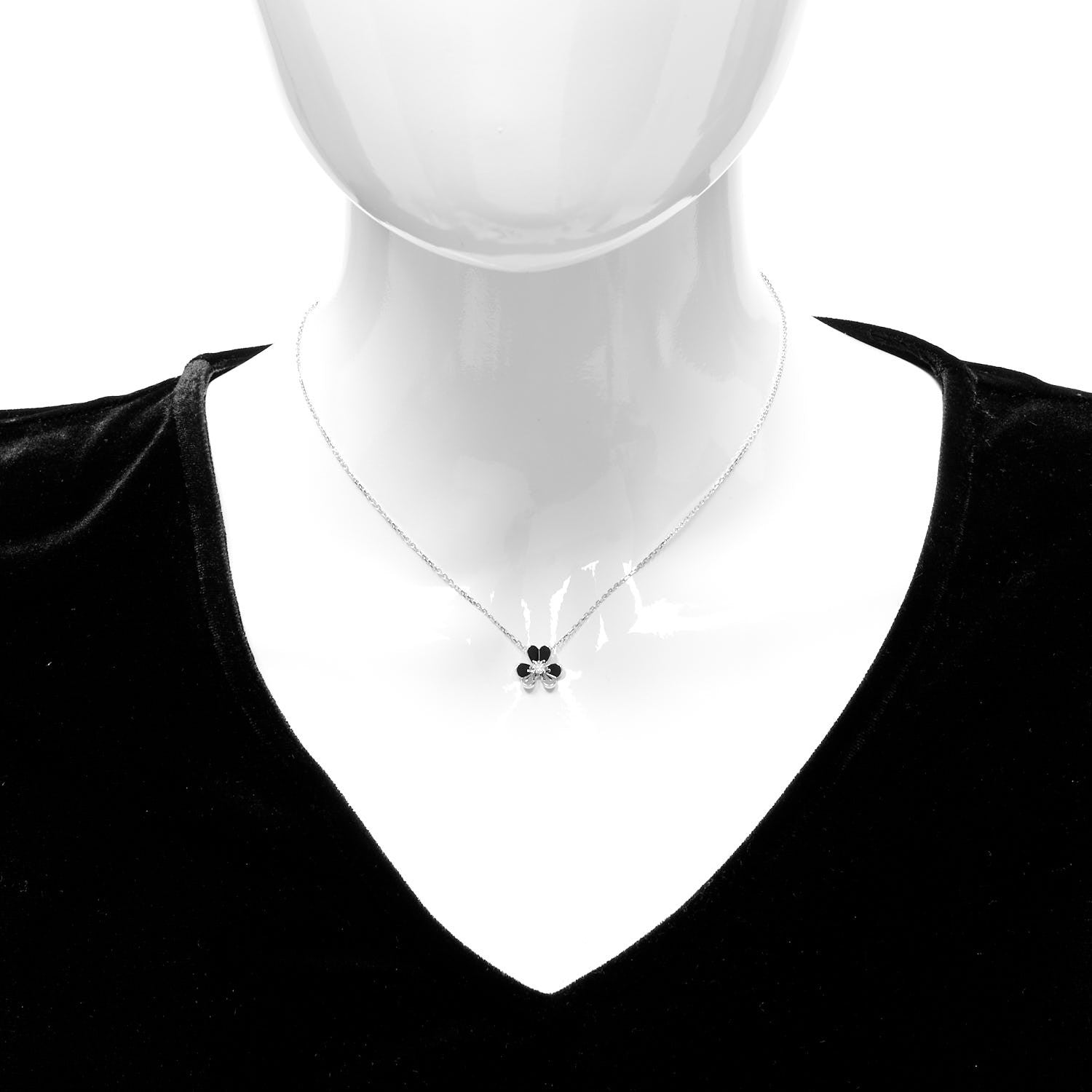 Van Cleef & Arpels 18K White Gold Diamond Mini Frivole Pendant Necklace 2 of 6