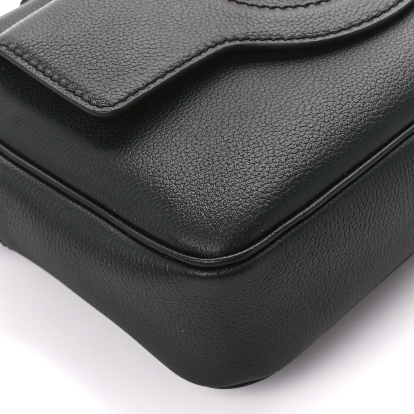 Grained Calfskin Medusa Camera Bag Black