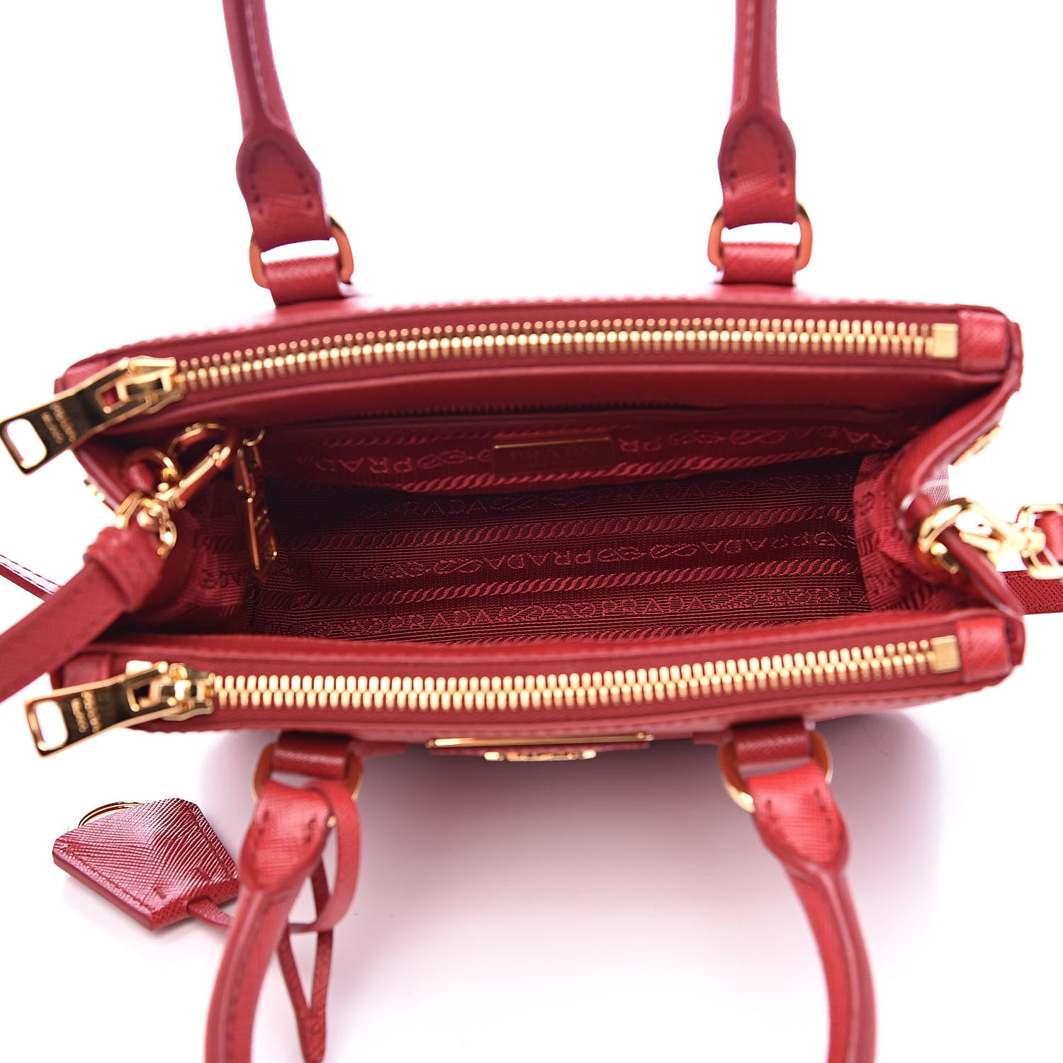 Prada Saffiano Lux Mini Galleria Double Zip Tote Fuoco 5 of 9
