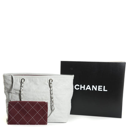 Chanel Grained Calfskin Quilted Large Daily Shopping Tote Light Grey 3 of 8