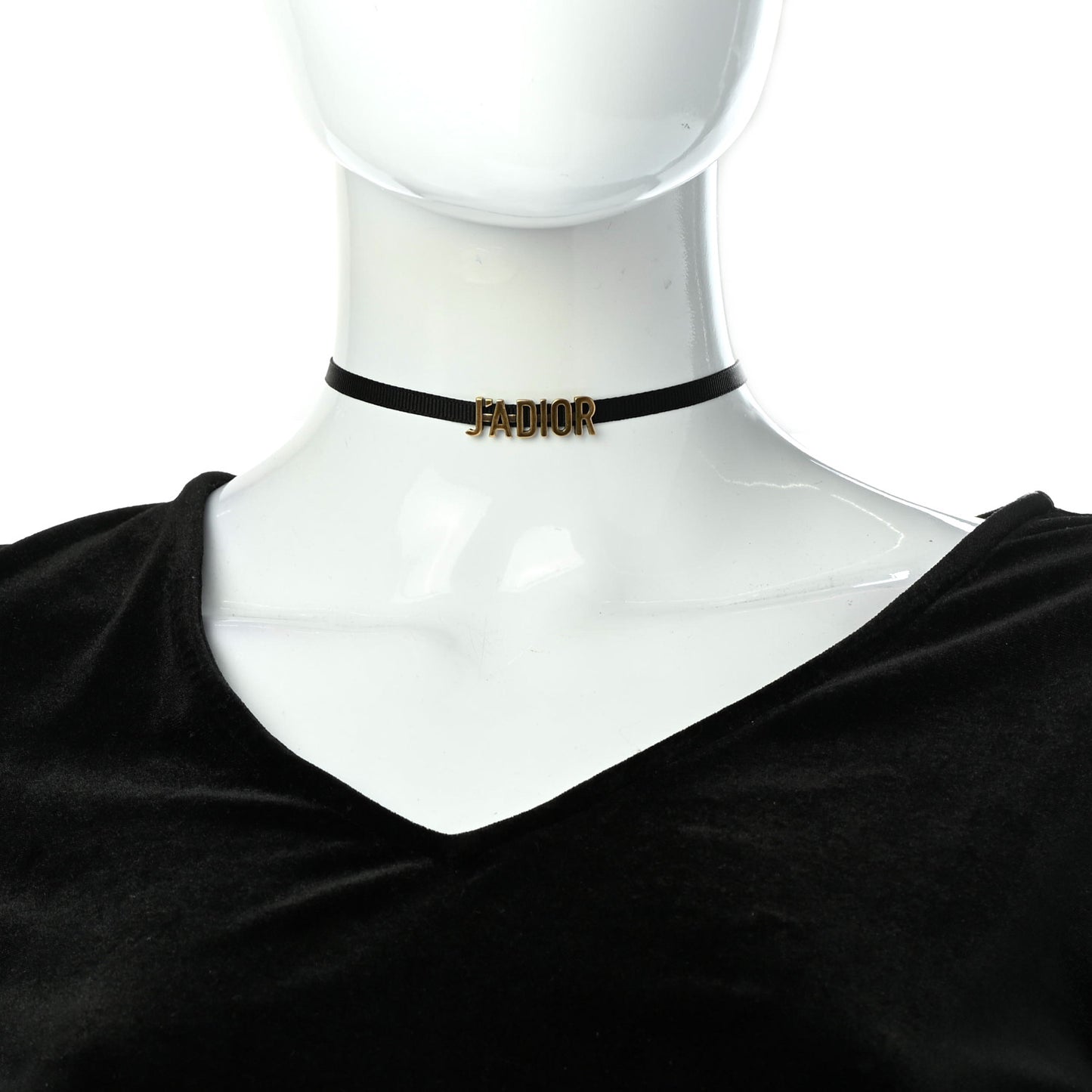 Grosgrain Ribbon J'Adior Logo Choker Necklace Black