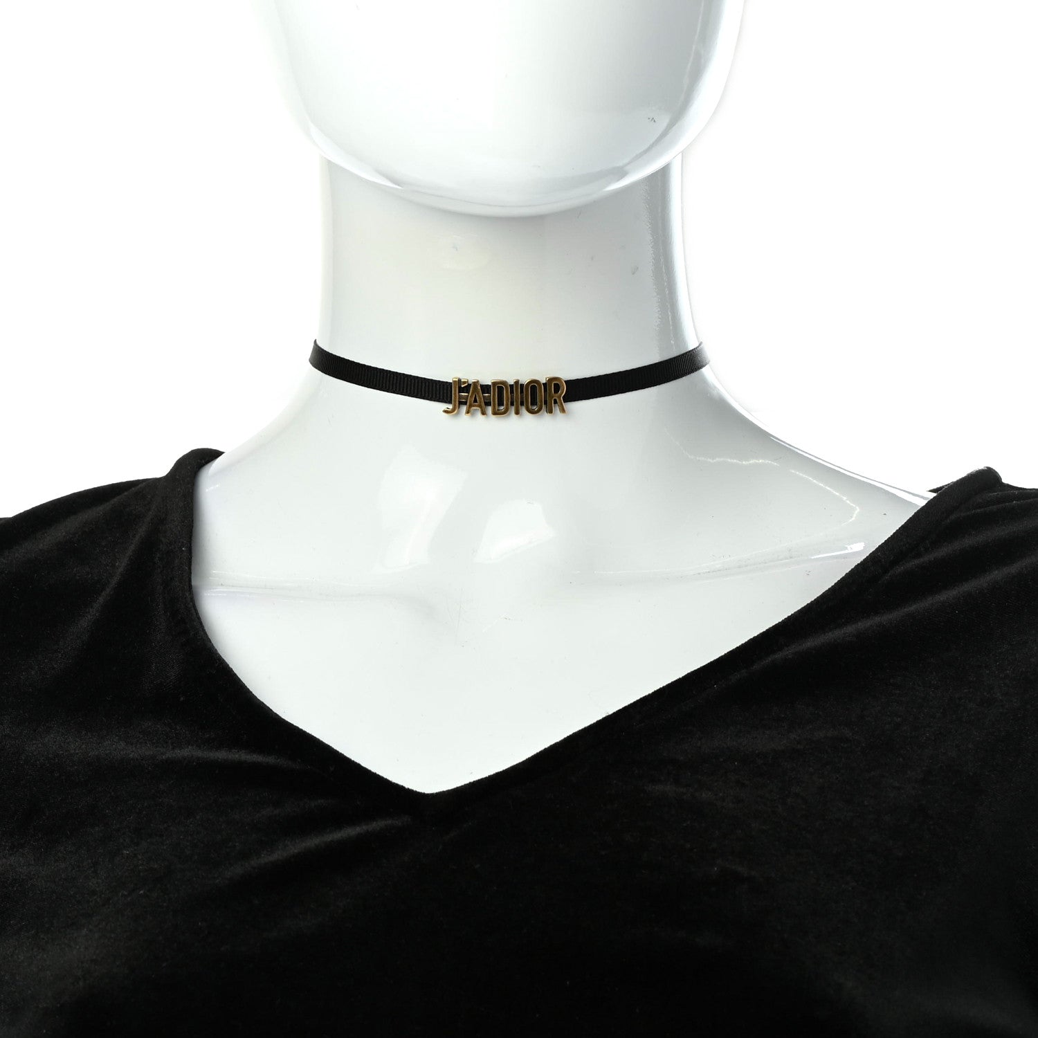 Christian Dior Grosgrain Ribbon J'Adior Logo Choker Necklace Black 2 of 5
