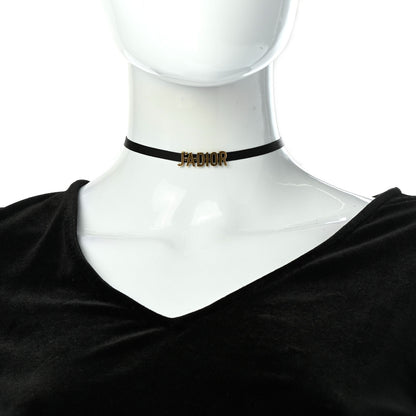 Christian Dior Grosgrain Ribbon J'Adior Logo Choker Necklace Black 2 of 5